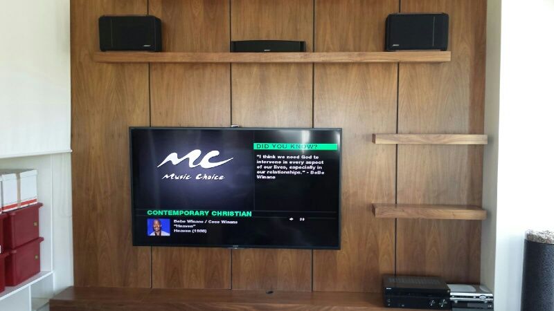 installed 3 bose speakers, sony amp, 70" sony TV, 