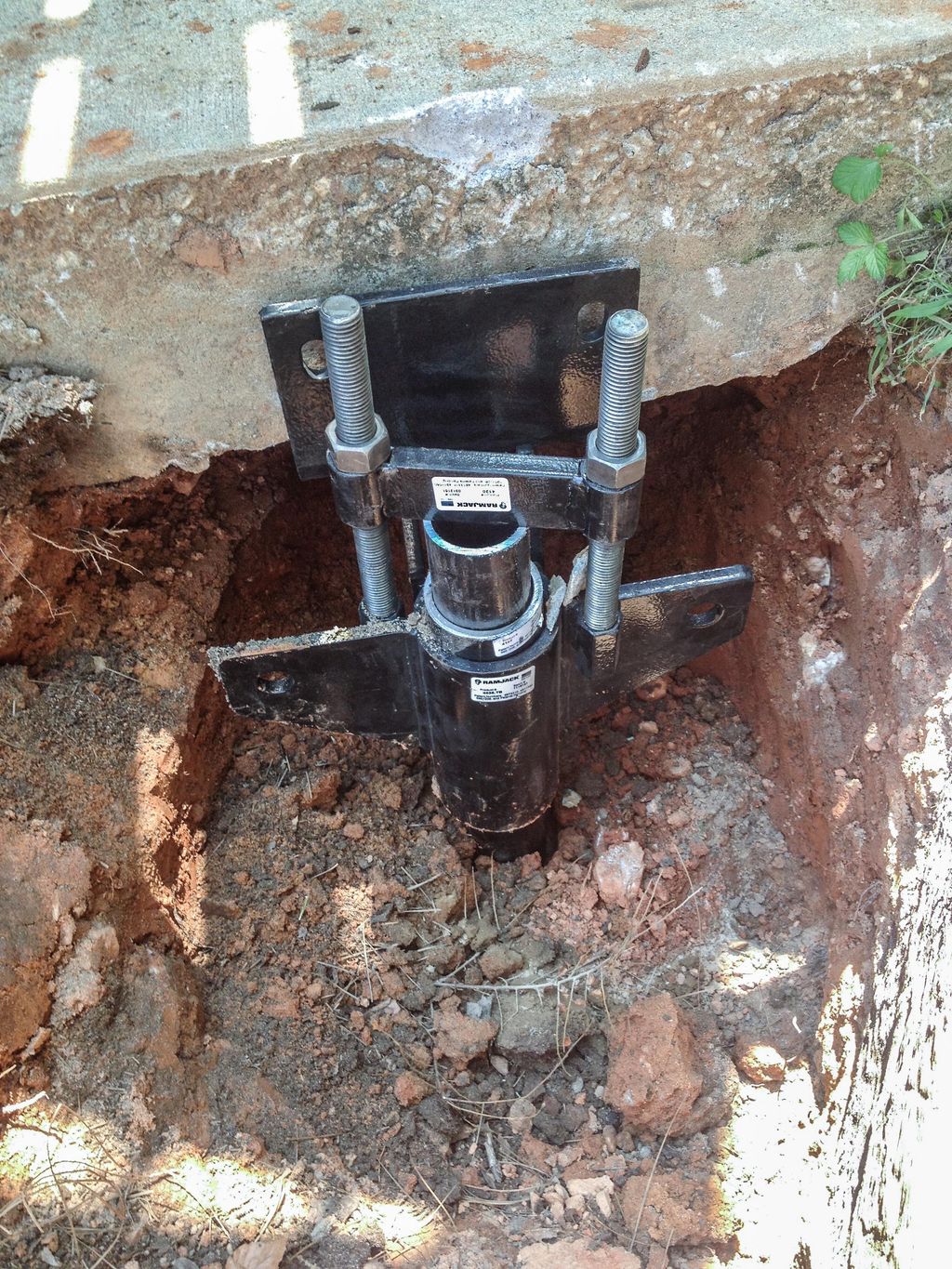 Installed pile and bracket at the footing