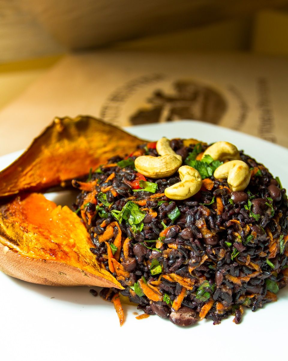 Forbidden Black Rice with Roasted Sweet Potatoes