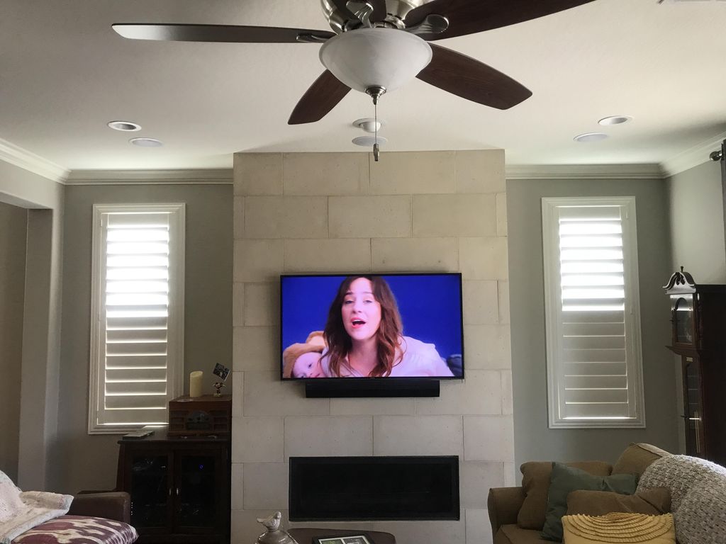 Basic tv install on a solid stone wall with a soun