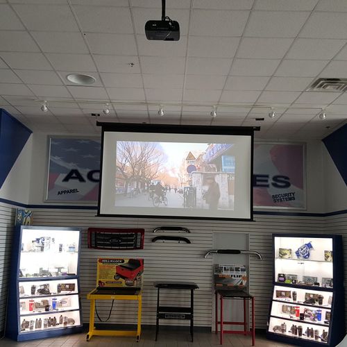 Commercial Display with projector, and 2 tv mounts