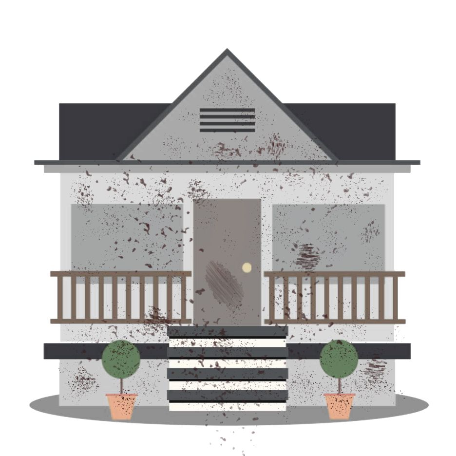 Showing a dirty home before Butler Window Washing 