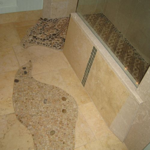 Heated floors, with Jerusalem Gold with rug patter