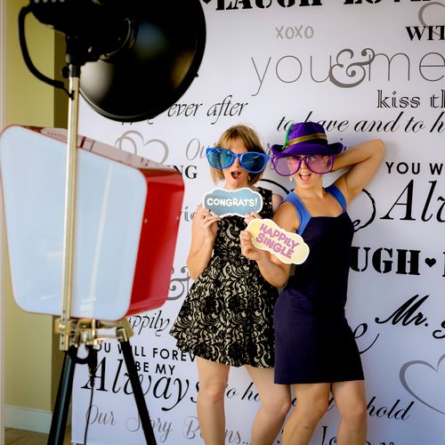 Our Retro Photo Booth for fun outside the curtain.
