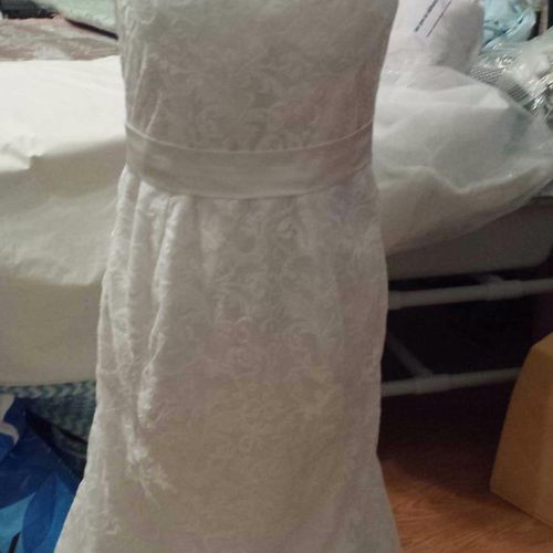 The front of a wedding gown that I've made.