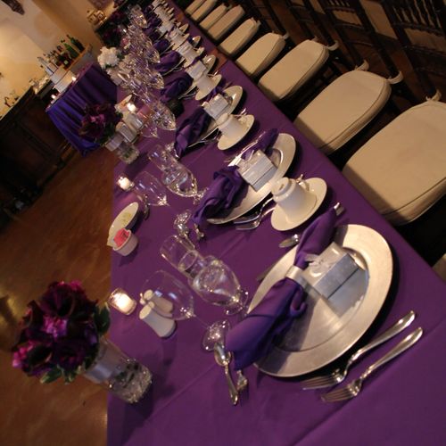 Purple & Silver Wedding Head Table Display