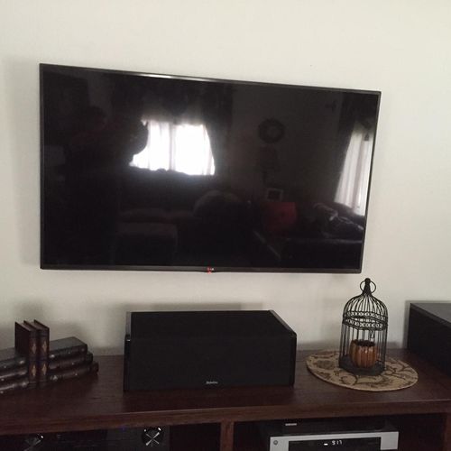 Flat Screen installation with invisible cords run 
