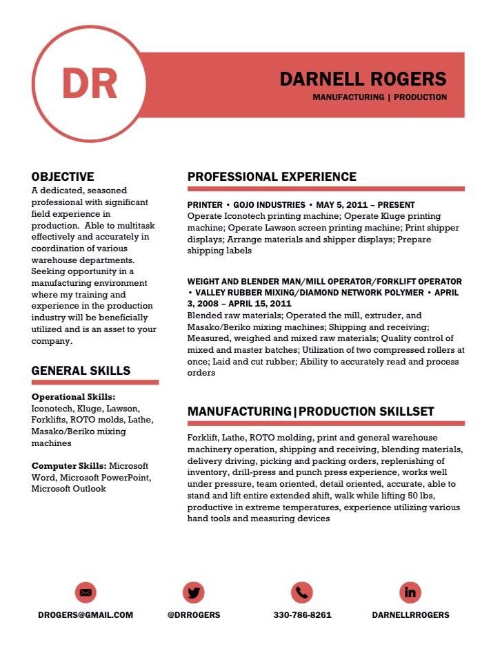 Modern Production Resume