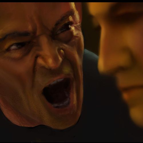Painting of a scene in Whiplash