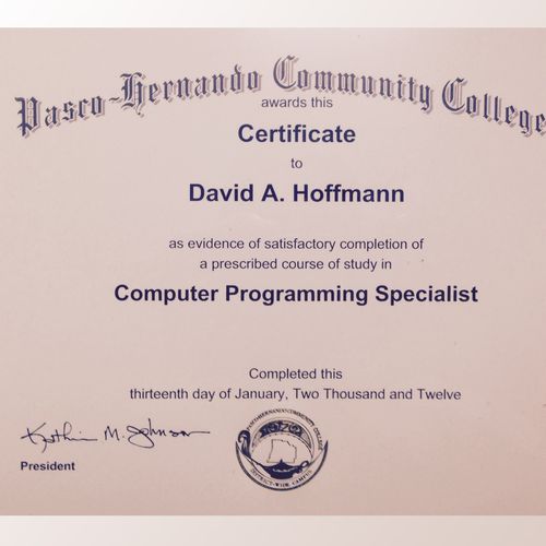 Computer Programming Specialist Certificate
