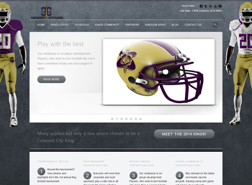 Website created for a semi professional football t