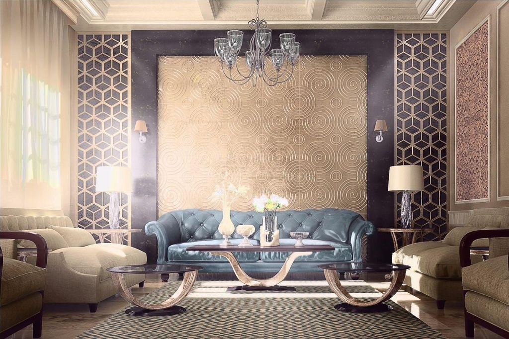 Art Deco Living room design, Enriching walls to ha