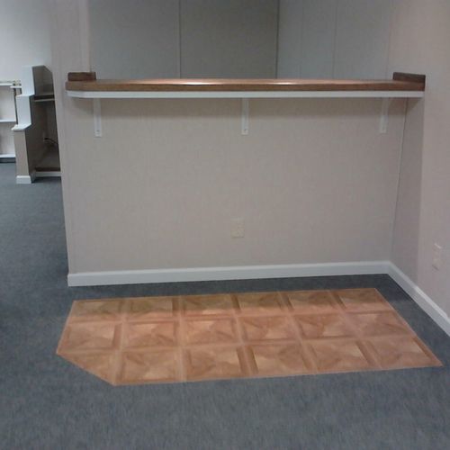Basement remodeling installation tile carpet floor