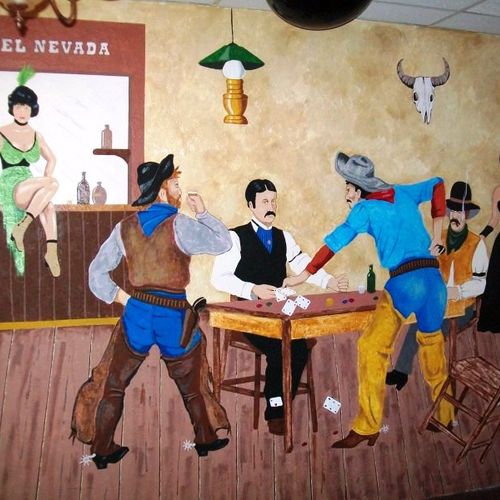 Western mural in a casino in Ely, NV