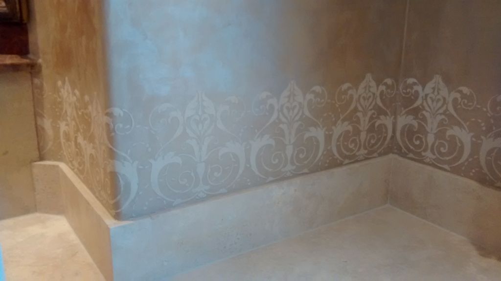 Raised plaster stencil.