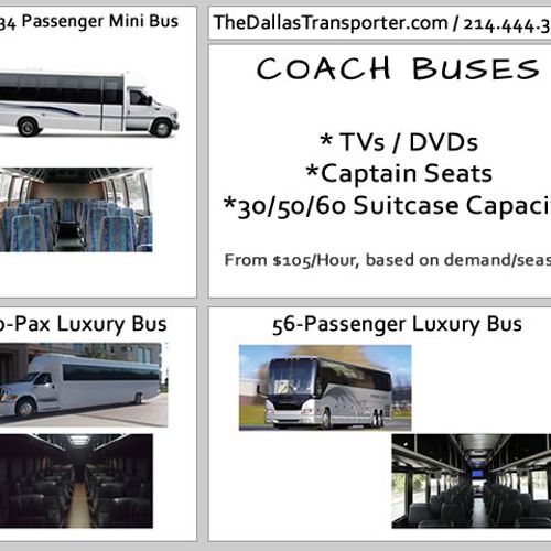 We offer several sizes of coach buses for every st