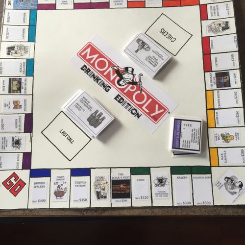 This is the Drinking Monopoly I made for a friends