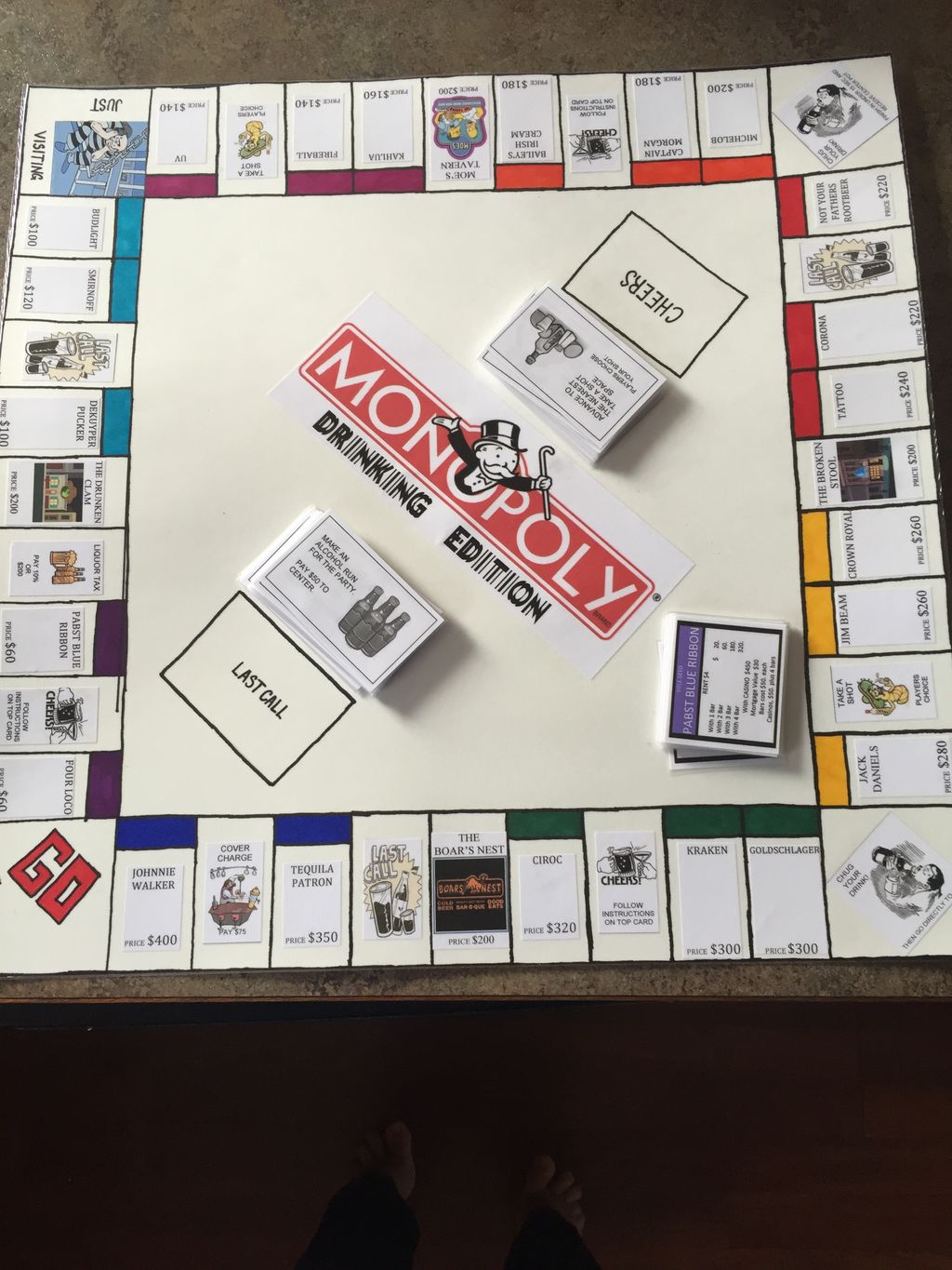 This is the Drinking Monopoly I made for a friends