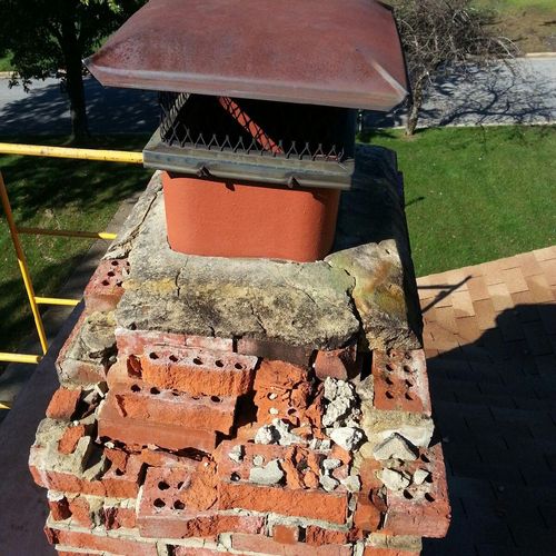 Chimney Rebuild/Crown Replacement - BEFORE