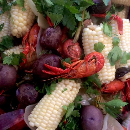 Low Country Boil with Melted Butter, Cajun Remoula