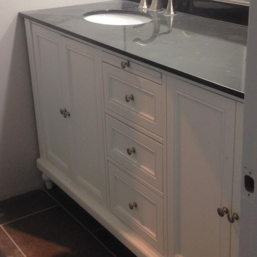 Remodeled Bathroom Sink and Cabinets