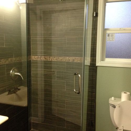 Bathroom remodel. New shower fixtures, tile, showe