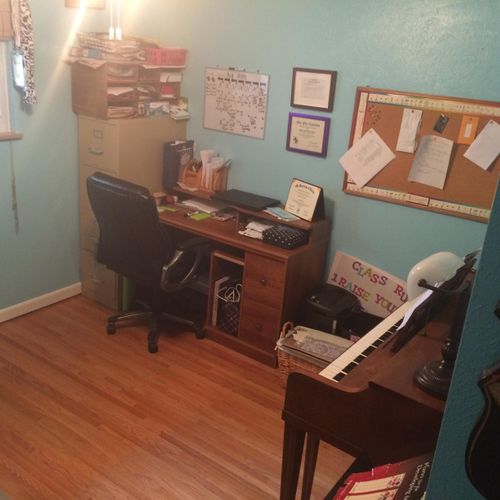 My office/music room where I teach lessons
