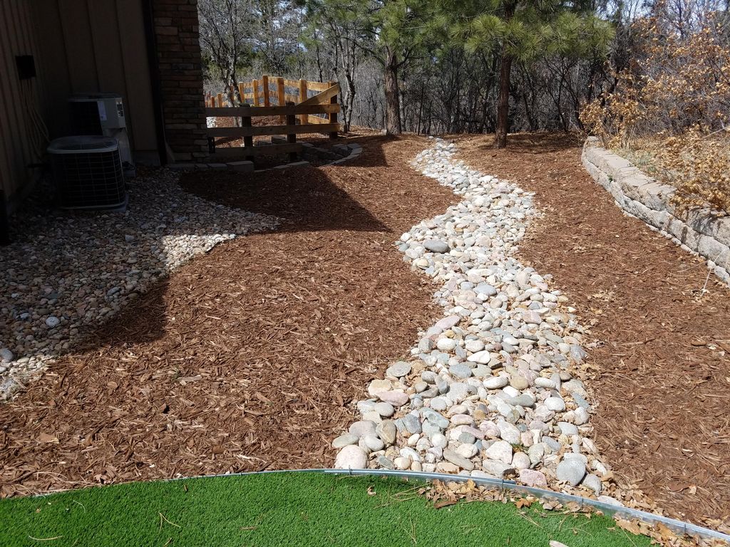 Rock River Bed with Mulch
