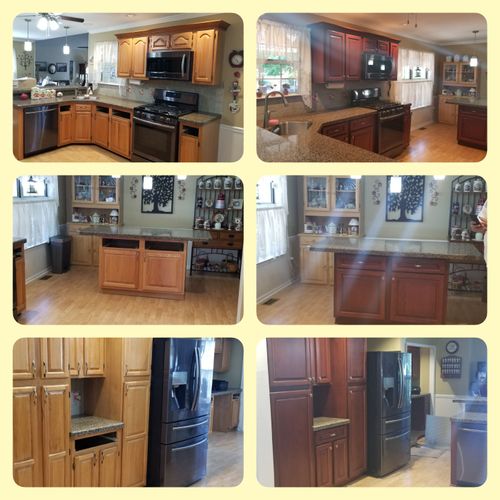 before and after refacing (all wood veneer, wood d