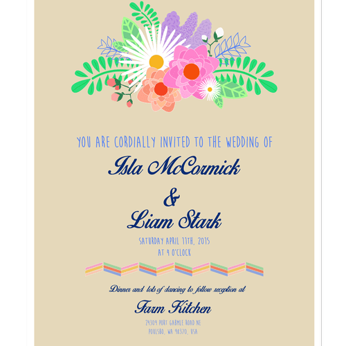 Wedding Invitation designed in Adobe Illustrator