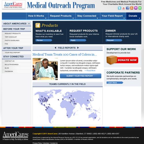 AmeriCares Medical Outreach Program Web Design