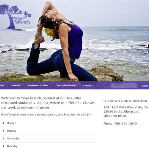 Yoga Branch yoga studio website.