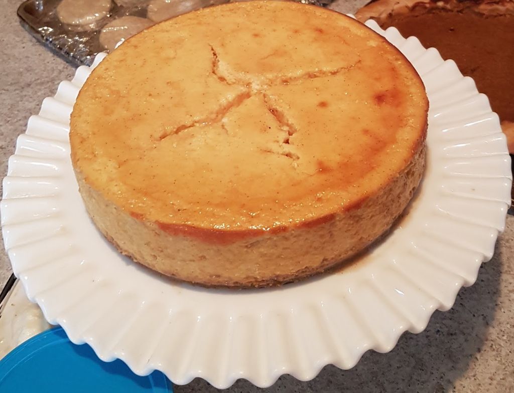 Pumpkin cheesecake with a cinnamon glaze