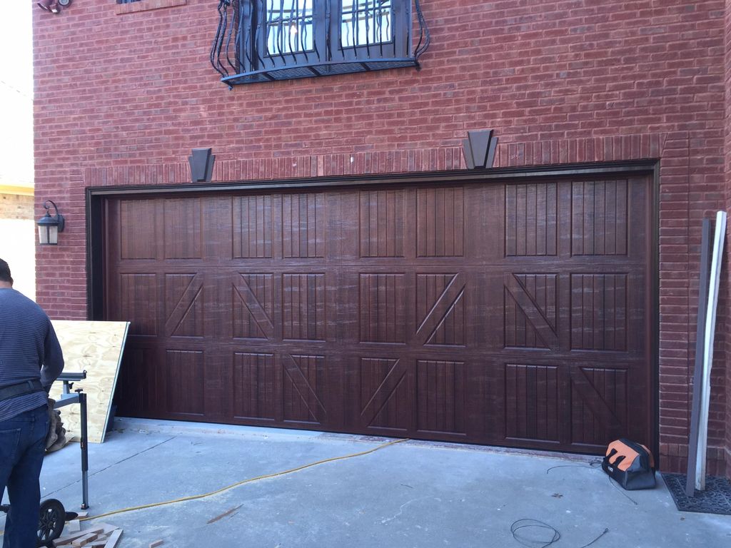 18x8 Amarr Classica 3000 mahogany faux finish