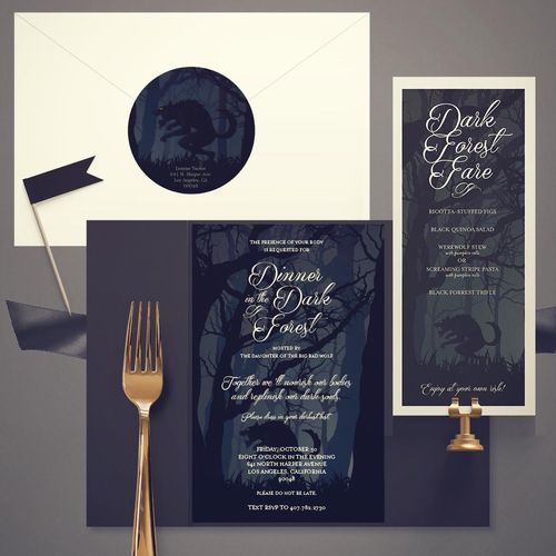 Dinner in the Dark Forest Party Invitation set