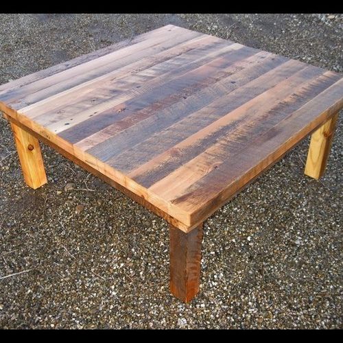 design build coffee table out of reclaimed materia