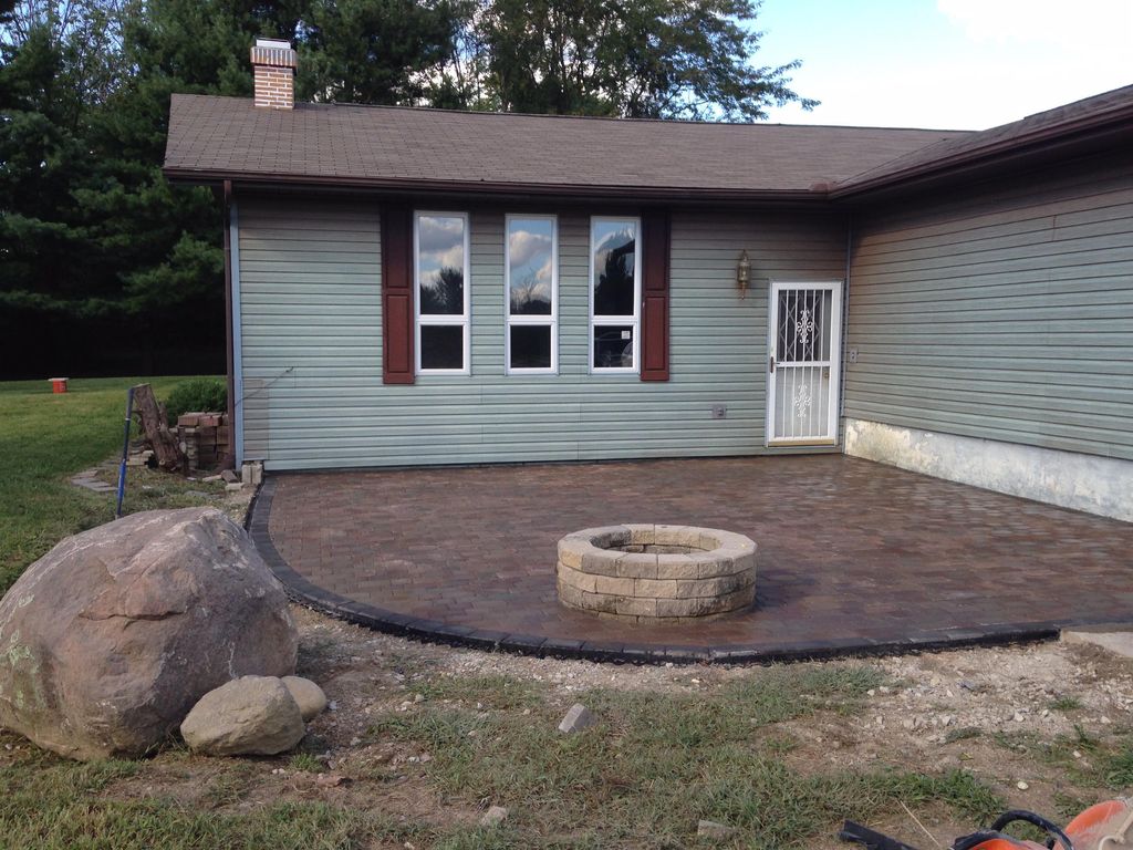New patio and fire pit.