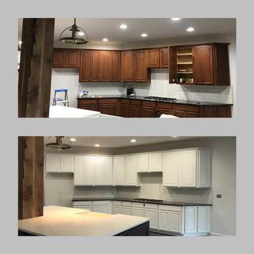 Before and after kitchen cabinets painting 