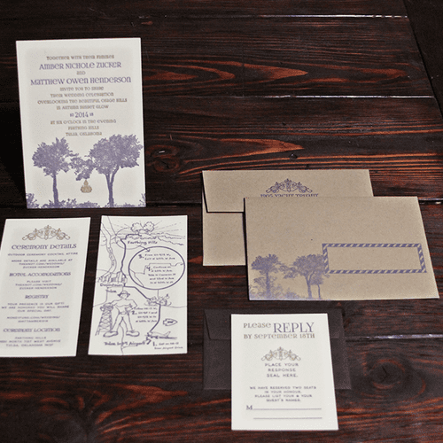A letterpress wedding invitation suite designed an