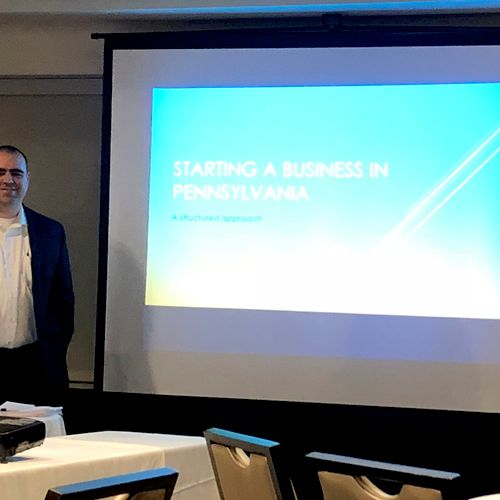 Before a presentation on starting a business