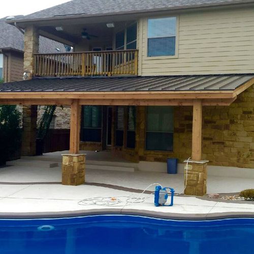 Cedar Patio Cover with a Metal Roof