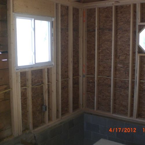 Standard wall framing for a room addition