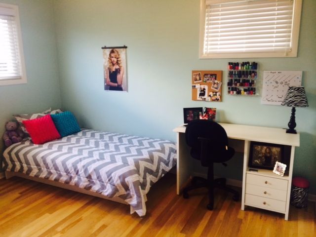 After: Teal walls with white trim/doors