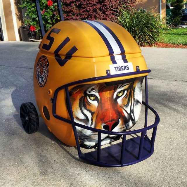 Custom LSU Tiger Cooler. (I painted the tiger.) 20