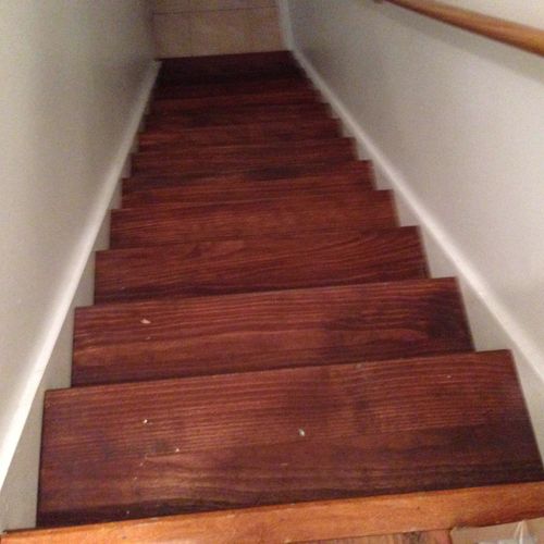 Installed wood stairs