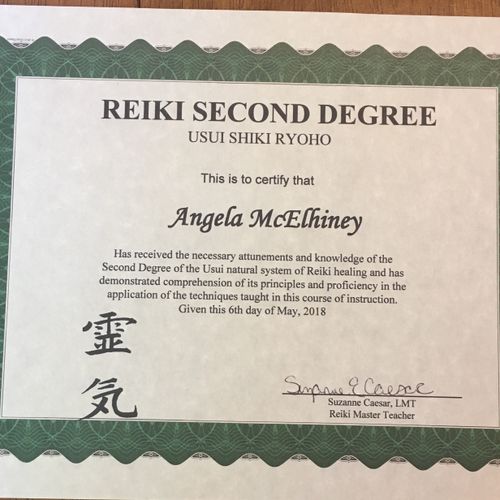 2nd Degree Reiki Certificate