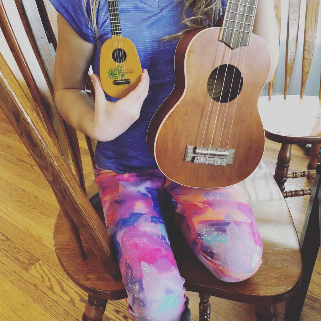 My Ukulele student with her American Girl Doll Uku