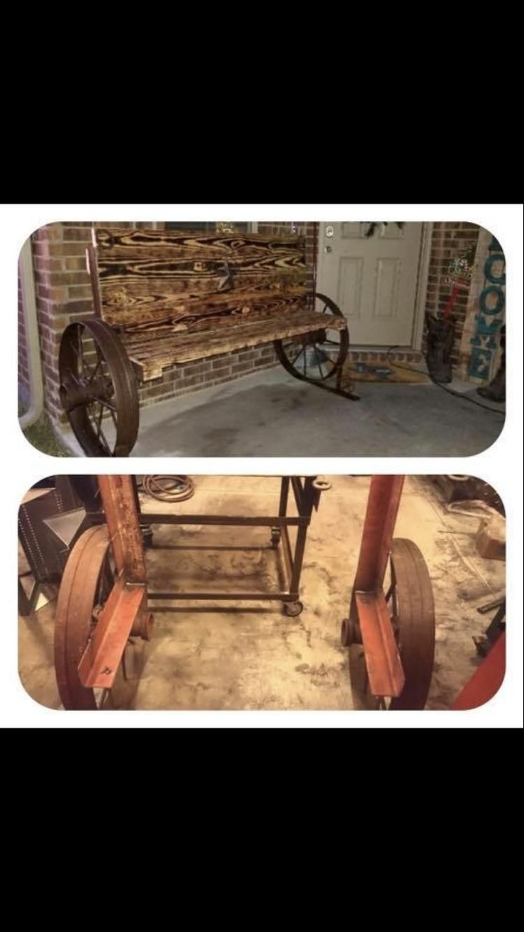 Wagon wheel bench