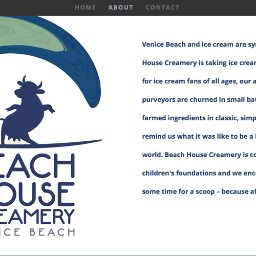 Crafted ABOUT section for Beach House Creamery web