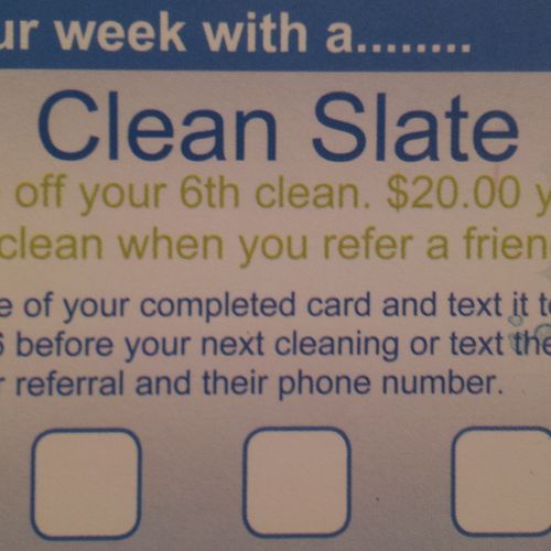 Discount cards for residential cleaning.